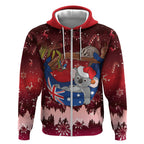 Aussie Festive Koala Christmas Zip Hoodie Koala-ty Time Flag Hammock Red Style
