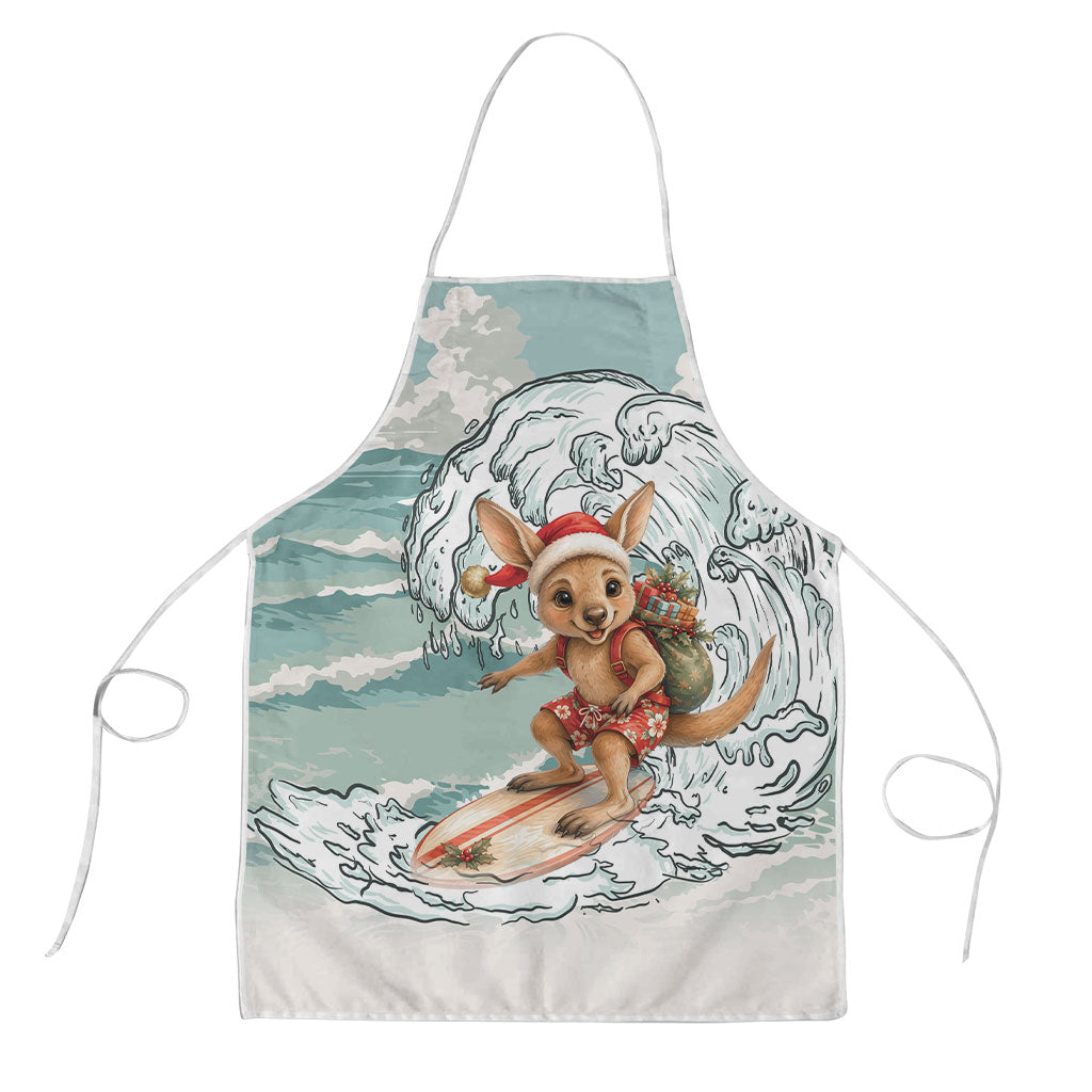 Aussie Festive Wallaby Christmas Apron Surf's up Santa Animal Lover