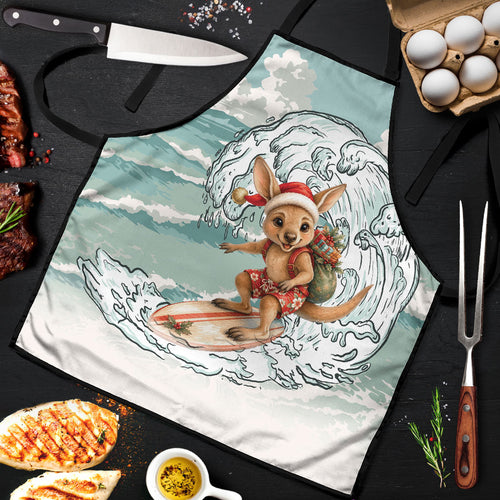 Aussie Festive Wallaby Christmas Apron Surf's up Santa Animal Lover