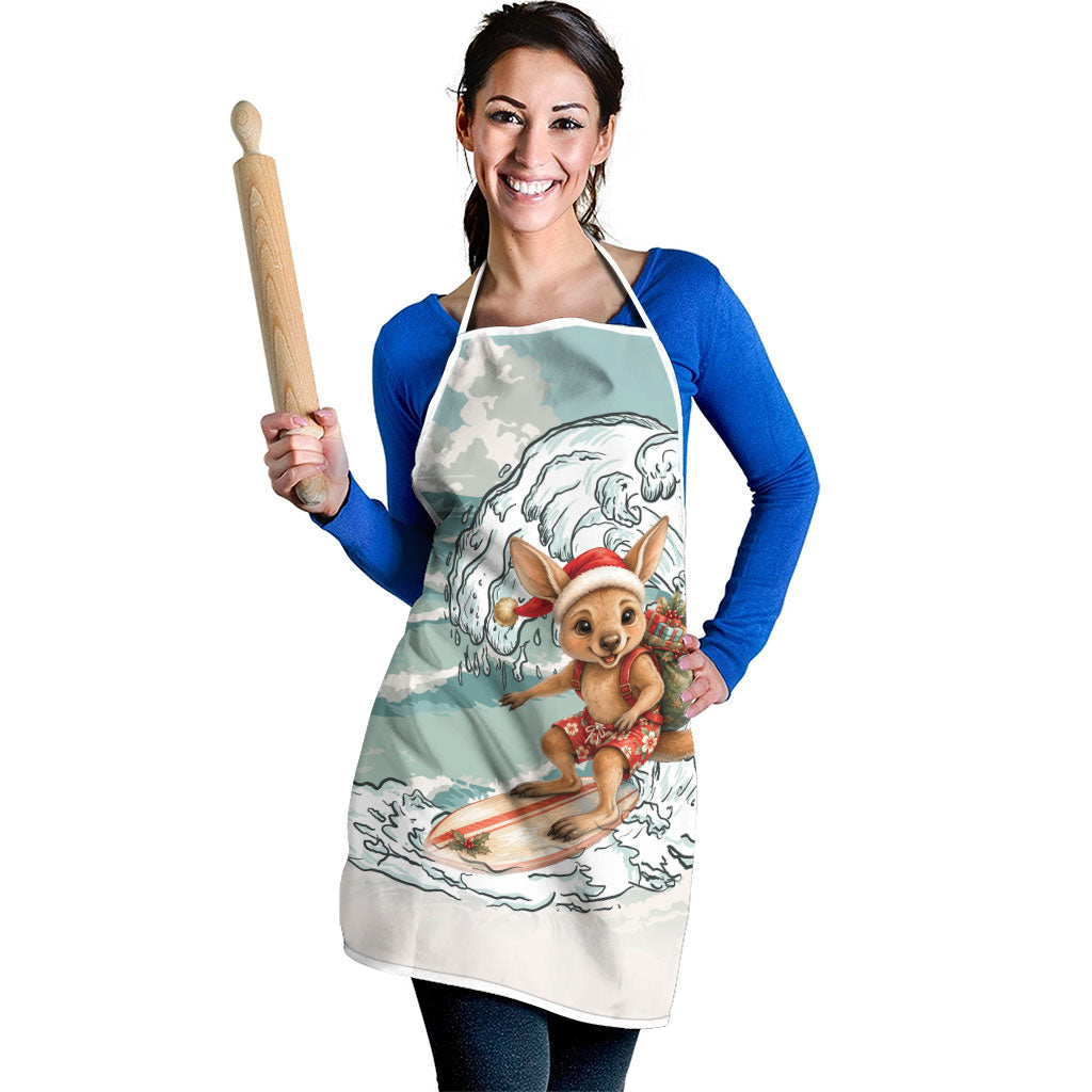 Aussie Festive Wallaby Christmas Apron Surf's up Santa Animal Lover