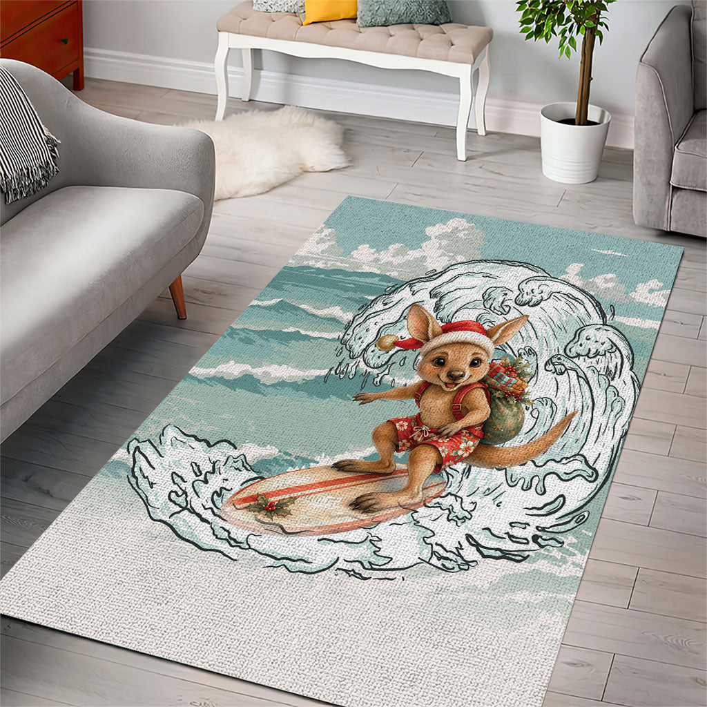 Aussie Festive Wallaby Christmas Area Rug Surf's up Santa Animal Lover