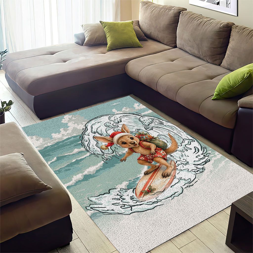 Aussie Festive Wallaby Christmas Area Rug Surf's up Santa Animal Lover