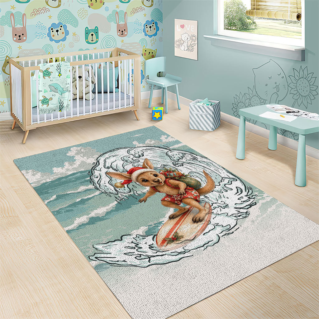 Aussie Festive Wallaby Christmas Area Rug Surf's up Santa Animal Lover