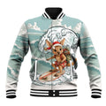 Aussie Festive Wallaby Christmas Baseball Jacket Surf's up Santa Animal Lover