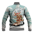 Aussie Festive Wallaby Christmas Baseball Jacket Surf's up Santa Animal Lover