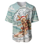 Aussie Festive Wallaby Christmas Baseball Jersey Surf's up Santa Animal Lover