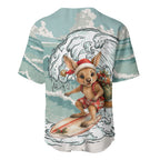 Aussie Festive Wallaby Christmas Baseball Jersey Surf's up Santa Animal Lover