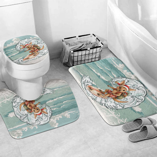 Aussie Festive Wallaby Christmas Bathroom Set Surf's up Santa Animal Lover