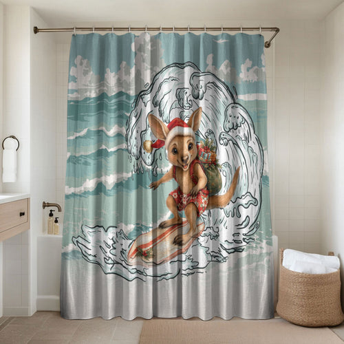 Aussie Festive Wallaby Christmas Bathroom Set Surf's up Santa Animal Lover