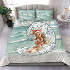 Aussie Festive Wallaby Christmas Bedding Set Surf's up Santa Animal Lover