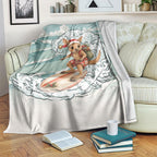 Aussie Festive Wallaby Christmas Blanket Surf's up Santa Animal Lover