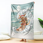 Aussie Festive Wallaby Christmas Blanket Surf's up Santa Animal Lover