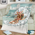 Aussie Festive Wallaby Christmas Blanket Surf's up Santa Animal Lover