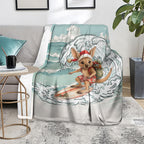 Aussie Festive Wallaby Christmas Blanket Surf's up Santa Animal Lover
