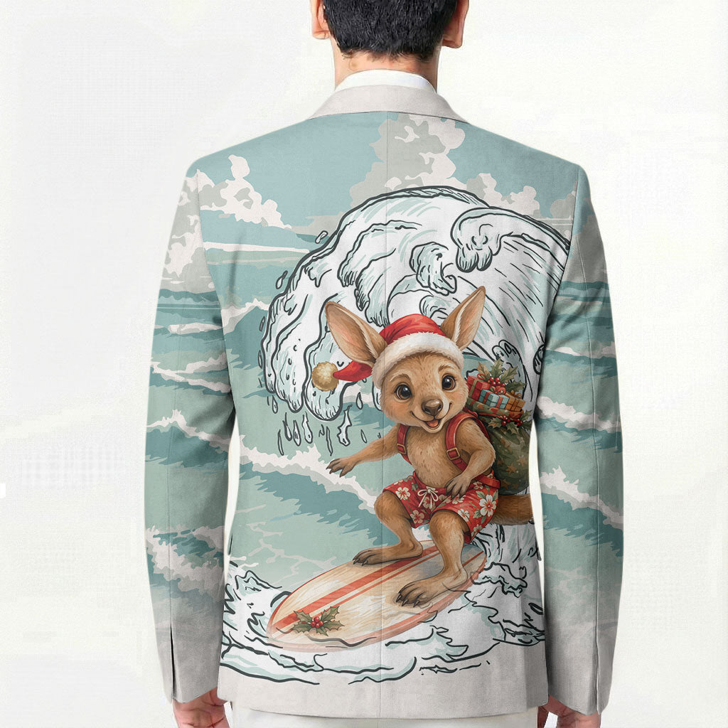 Aussie Festive Wallaby Christmas Blazer Surf's up Santa Animal Lover