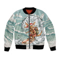 Aussie Festive Wallaby Christmas Bomber Jacket Surf's up Santa Animal Lover