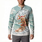 Aussie Festive Wallaby Christmas Button Sweatshirt Surf's up Santa Animal Lover