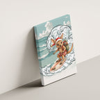 Aussie Festive Wallaby Christmas Canvas Wall Art Surf's up Santa Animal Lover