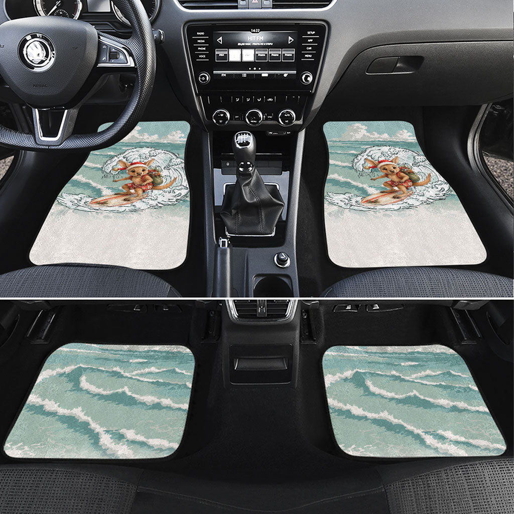 Aussie Festive Wallaby Christmas Car Mats Surf's up Santa Animal Lover