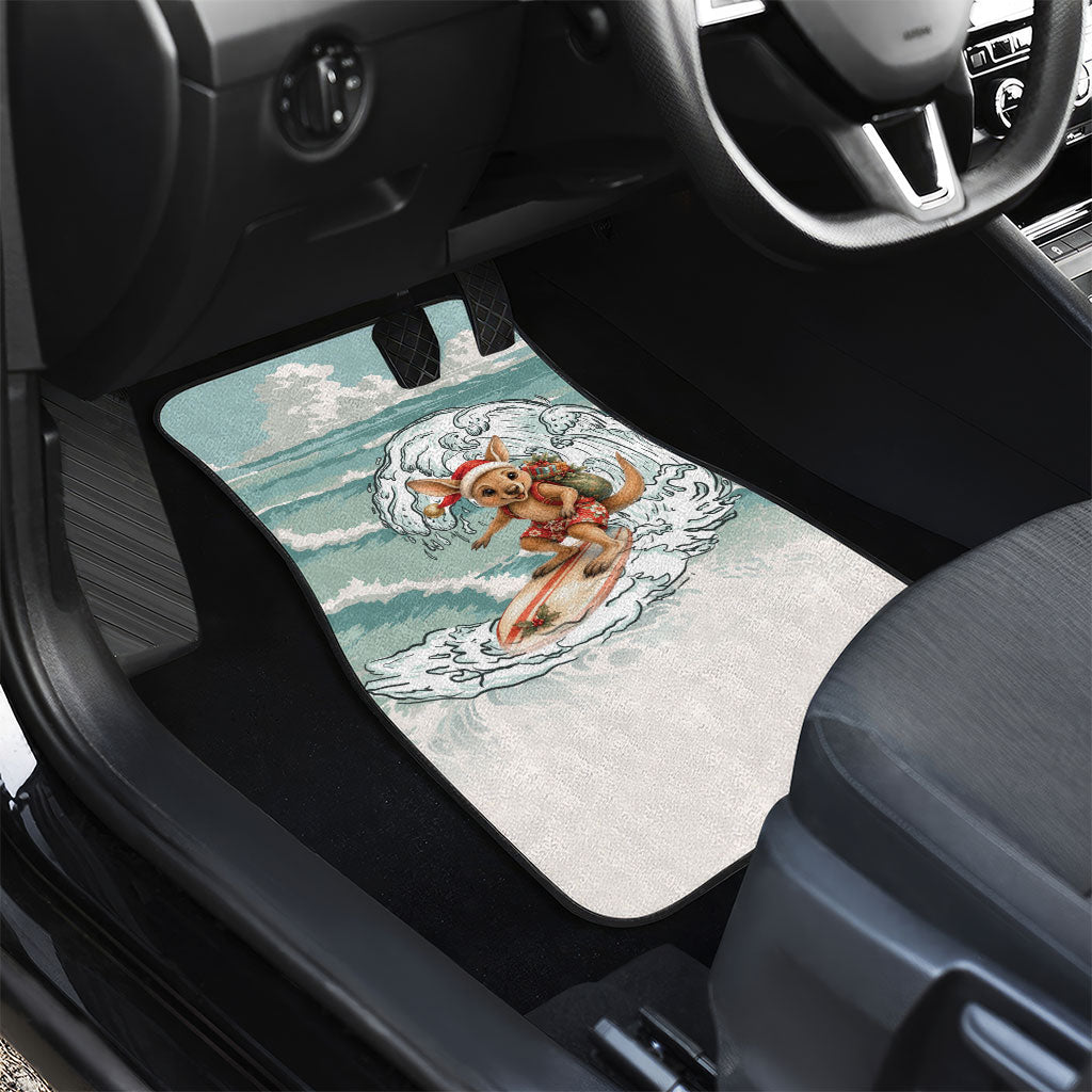 Aussie Festive Wallaby Christmas Car Mats Surf's up Santa Animal Lover