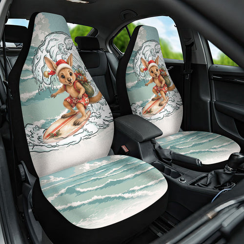 Aussie Festive Wallaby Christmas Car Seat Cover Surf's up Santa Animal Lover