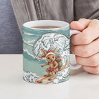 Aussie Festive Wallaby Christmas Ceramic Mug Surf's up Santa Animal Lover