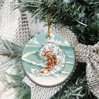 Aussie Festive Wallaby Christmas Ceramic Ornament Surf's up Santa Animal Lover