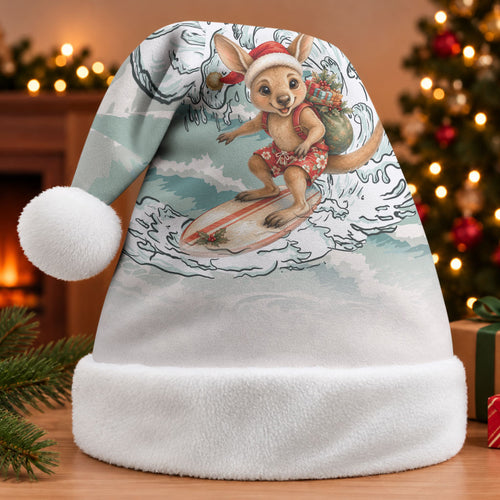 Aussie Festive Wallaby Christmas Santa Hat Surf's up Santa Animal Lover