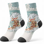 Aussie Festive Wallaby Christmas Crew Socks Surf's up Santa Animal Lover