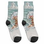 Aussie Festive Wallaby Christmas Crew Socks Surf's up Santa Animal Lover