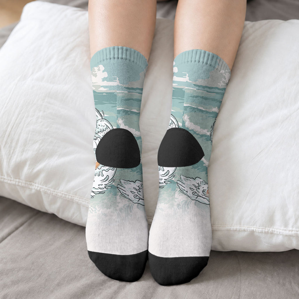 Aussie Festive Wallaby Christmas Crew Socks Surf's up Santa Animal Lover