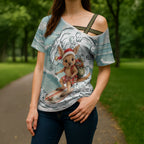 Aussie Festive Wallaby Christmas Cross Shoulder Shirt Surf's up Santa Animal Lover