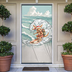 Aussie Festive Wallaby Christmas Door Cover Surf's up Santa Animal Lover