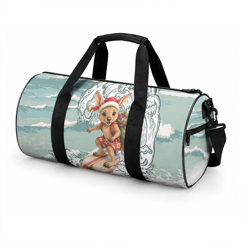 Aussie Festive Wallaby Christmas Duffle Bag Surf's up Santa Animal Lover