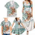 Aussie Festive Wallaby Christmas Family Matching Summer Maxi Dress and Hawaiian Shirt Surf's up Santa Animal Lover