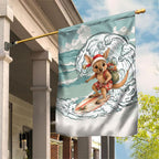 Aussie Festive Wallaby Christmas Garden Flag Surf's up Santa Animal Lover