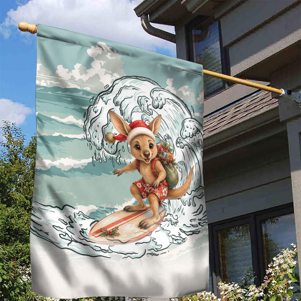 Aussie Festive Wallaby Christmas Garden Flag Surf's up Santa Animal Lover