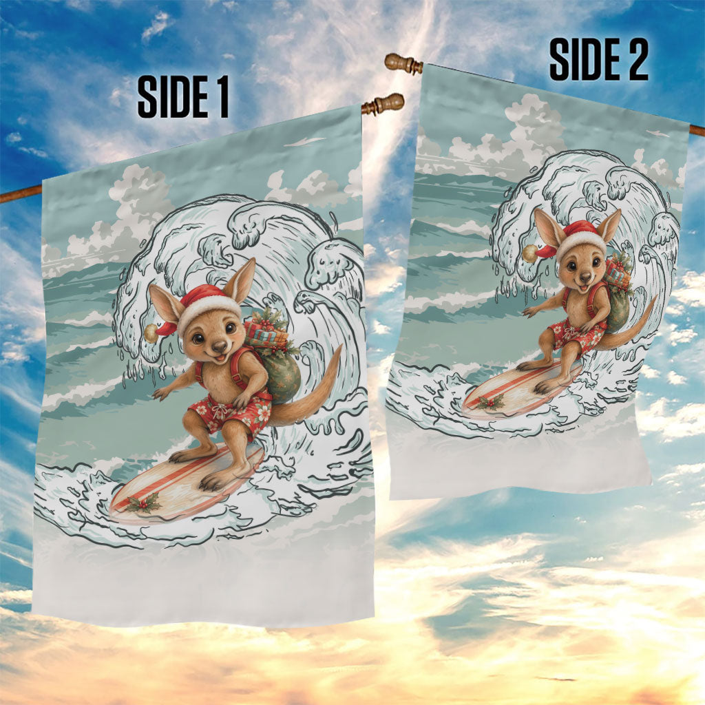 Aussie Festive Wallaby Christmas Garden Flag Surf's up Santa Animal Lover