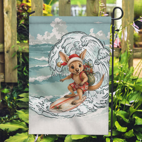 Aussie Festive Wallaby Christmas Garden Flag Surf's up Santa Animal Lover