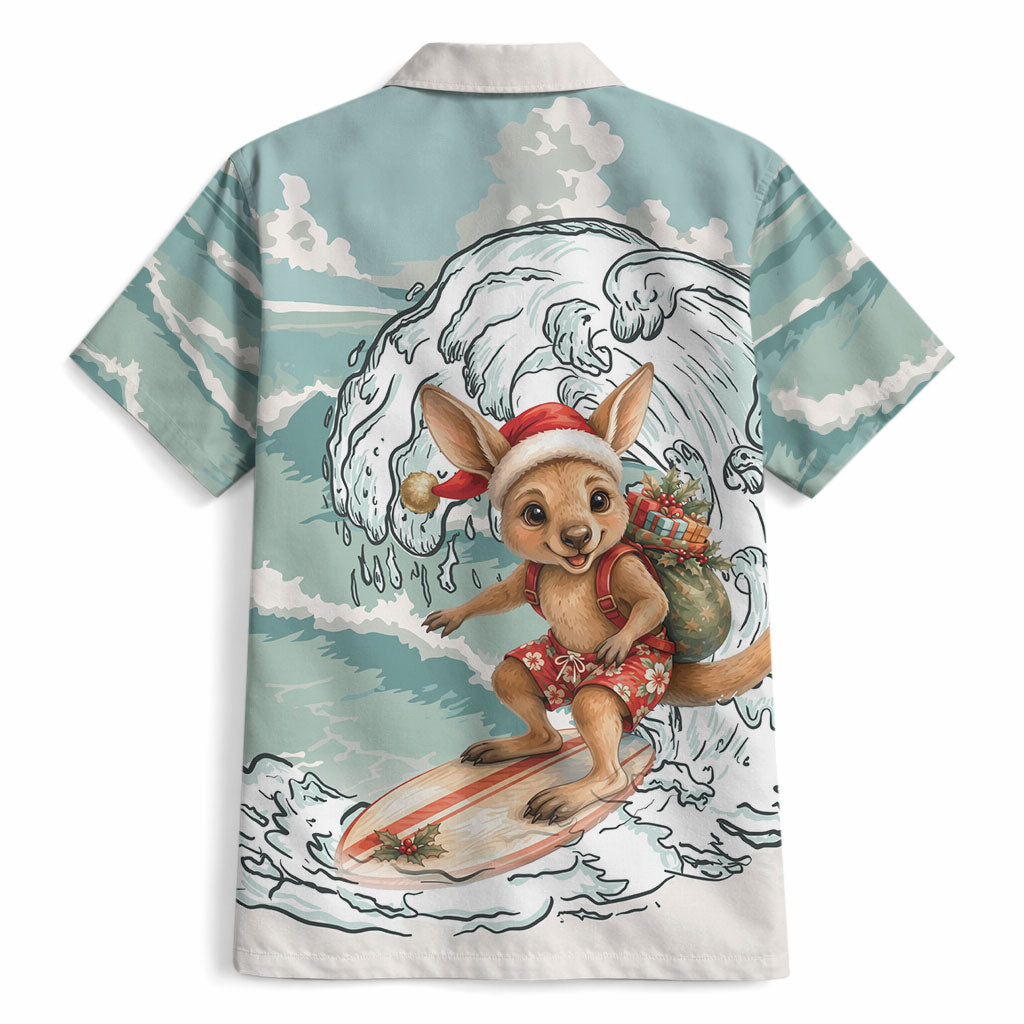 Aussie Festive Wallaby Christmas Hawaiian Shirt Surf's up Santa Animal Lover