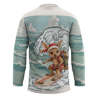 Aussie Festive Wallaby Christmas Hockey Jersey Surf's up Santa Animal Lover