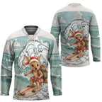 Aussie Festive Wallaby Christmas Hockey Jersey Surf's up Santa Animal Lover