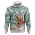 Aussie Festive Wallaby Christmas Hoodie Surf's up Santa Animal Lover