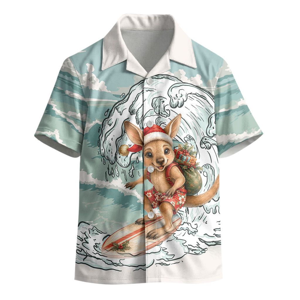Aussie Festive Wallaby Christmas Kid Hawaiian Shirt Surf's up Santa Animal Lover