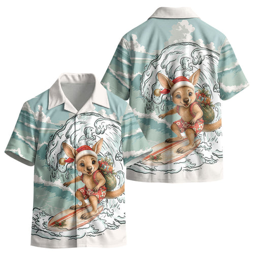Aussie Festive Wallaby Christmas Kid Hawaiian Shirt Surf's up Santa Animal Lover