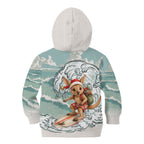 Aussie Festive Wallaby Christmas Kid Hoodie Surf's up Santa Animal Lover