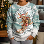 Aussie Festive Wallaby Christmas Kid Ugly Christmas Sweater Surf's up Santa Animal Lover