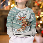 Aussie Festive Wallaby Christmas Kid Ugly Christmas Sweater Surf's up Santa Animal Lover