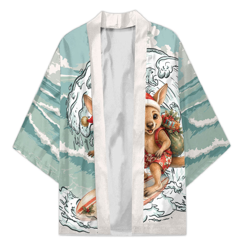 Aussie Festive Wallaby Christmas Kimono Surf's up Santa Animal Lover