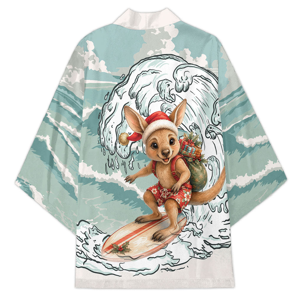 Aussie Festive Wallaby Christmas Kimono Surf's up Santa Animal Lover